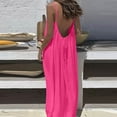 thumbnail image 4 of Solid Backless Cami Dresses for Women - Sleeveless Long Lounge House Sundress Hot Pink 2XL, 4 of 6