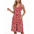 thumbnail image 6 of DailyTrove Women's Sleeveless V Neck Floral Print Knee Length Dress, Versatile Outerwear for Summer Casual Gatherings Seasonal Charm, 6 of 6