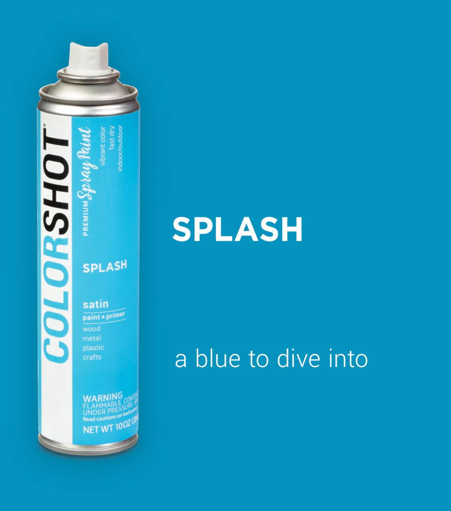 COLORSHOT Satin Spray Paint, Splash (Medium Blue) 10 oz. 4 Pack, Fast-Drying Acrylic Paint, Indoor & Outdoor Use