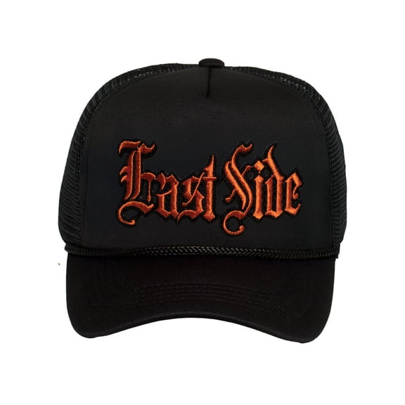 Orange East Side Trucker Hat – Old English Snapback Vintage Streetwear Cap Hat for Men & Women