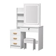 thumbnail image 2 of JNXYL Corner Vanity Desk with Lighted Mirror & Charging Station Makeup Vanity Table with 4 Drawer, White, 2 of 7