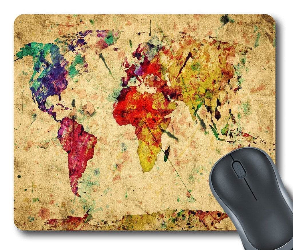 GCKG Colorful Retro World Map Mouse Pad Rectangle Gaming Mousepad 9