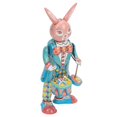 2024 Rabbit Clockwork Toy Retro Metal Swinging Drumming Rabbit Wind Up