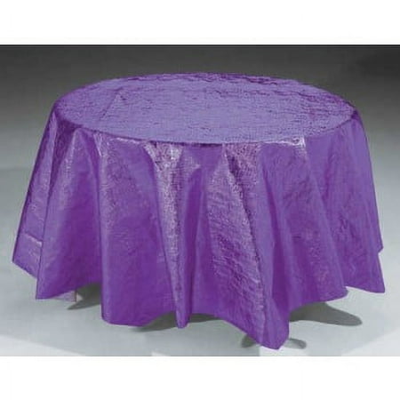 Metallic Purple Round 82-inch Plastic Tablecloth