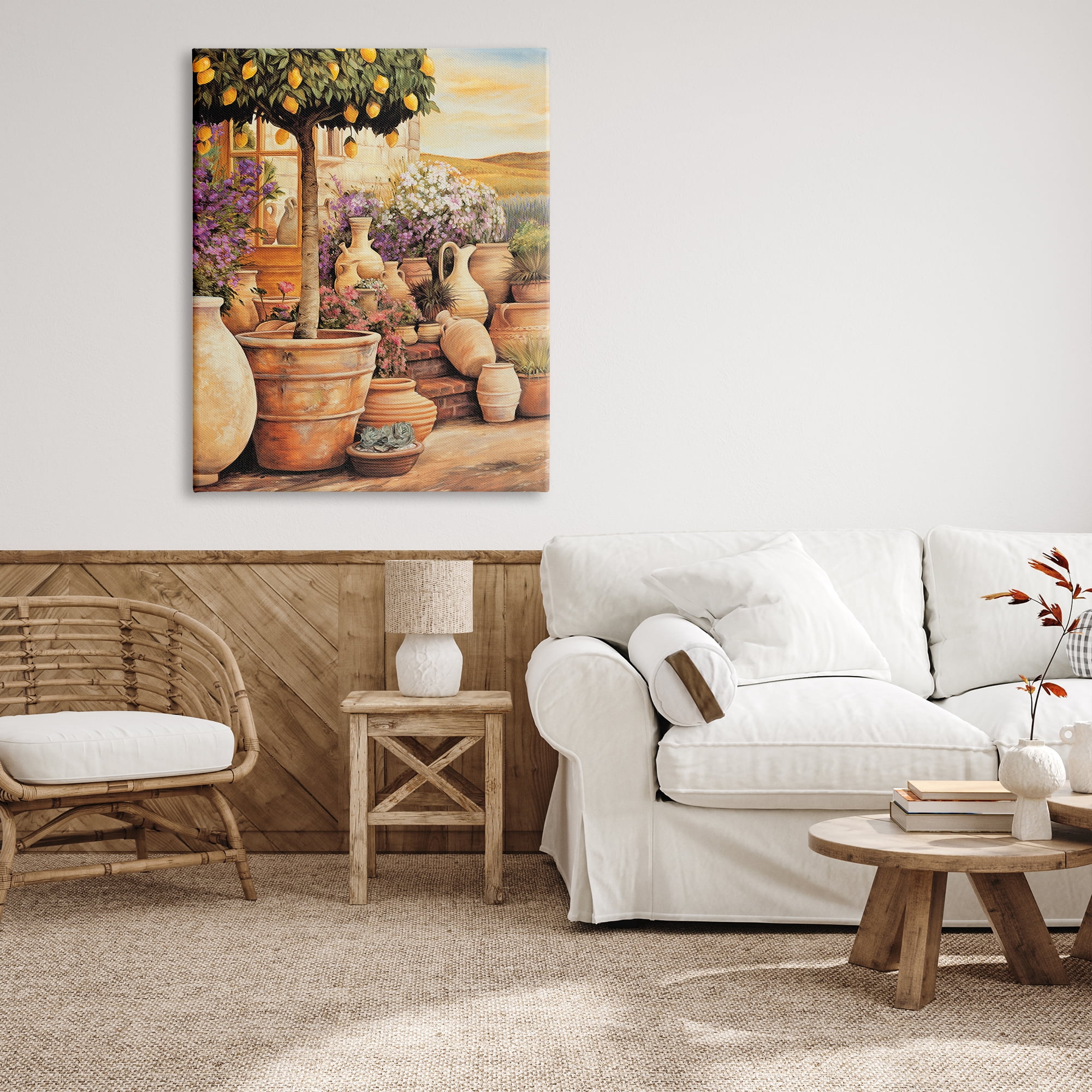 Stupell Industries Lemon Tree on Patio Nature Painting Gallery Wrapped Canvas Print Wall Art, 36 x 48