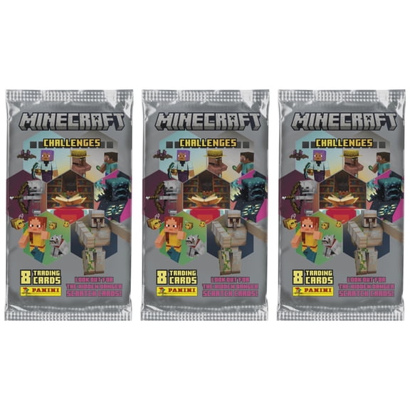Collectible Lot of (3) 2025 Panini Minecraft Challenges Factory Sealed Booster Packs