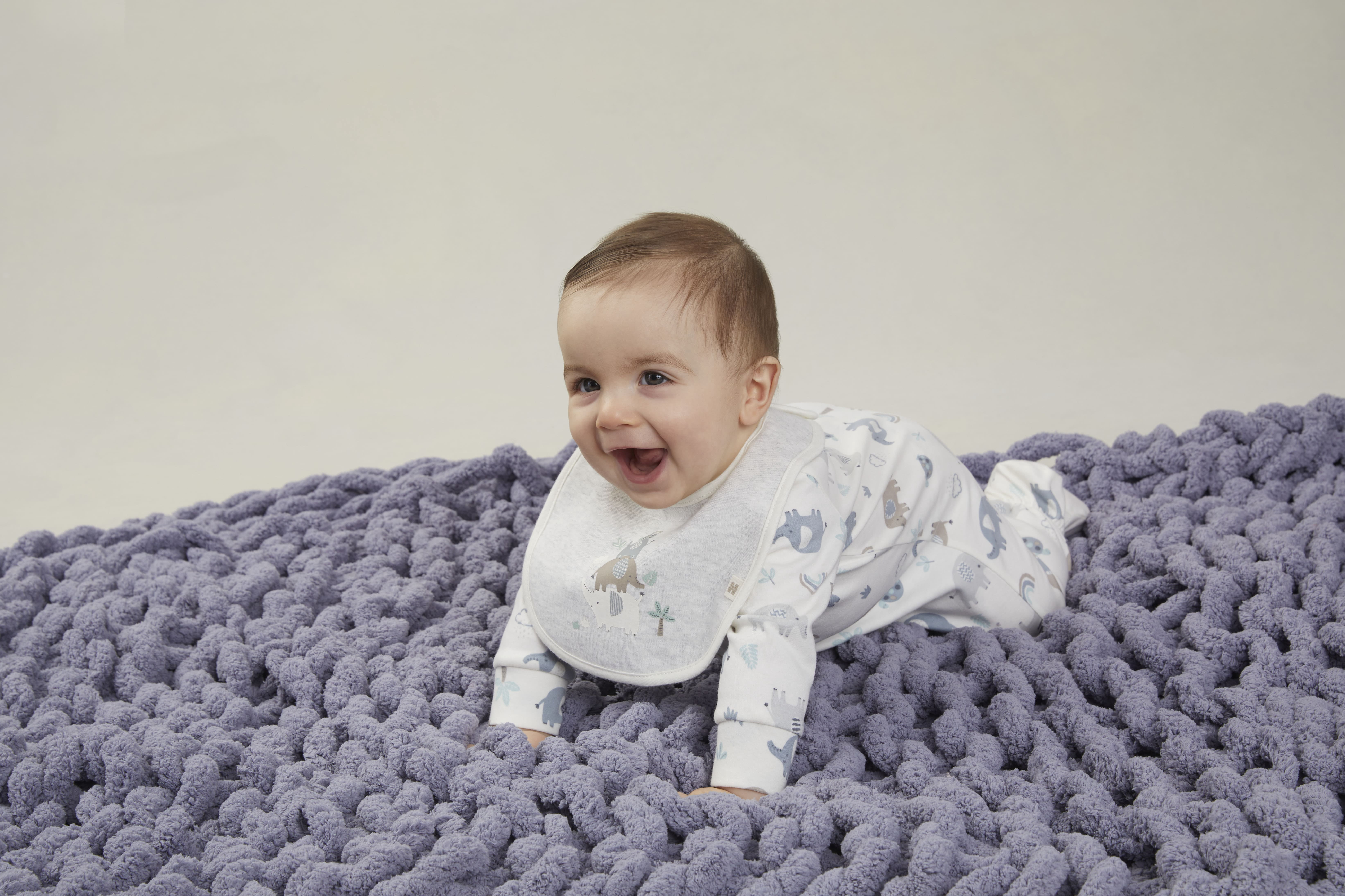 Huggies Baby Boy Alex The Elephant Printed Organic Cotton Sleep and Play, Sizes NB-9M