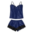 thumbnail image 5 of MEZZALL Women's 2 Piece Satin Pajama Set Spaghetti Strap Cami Top with Lace and Elastic Drawstring Shorts Sleepwear Breathable Pjs, 5 of 5