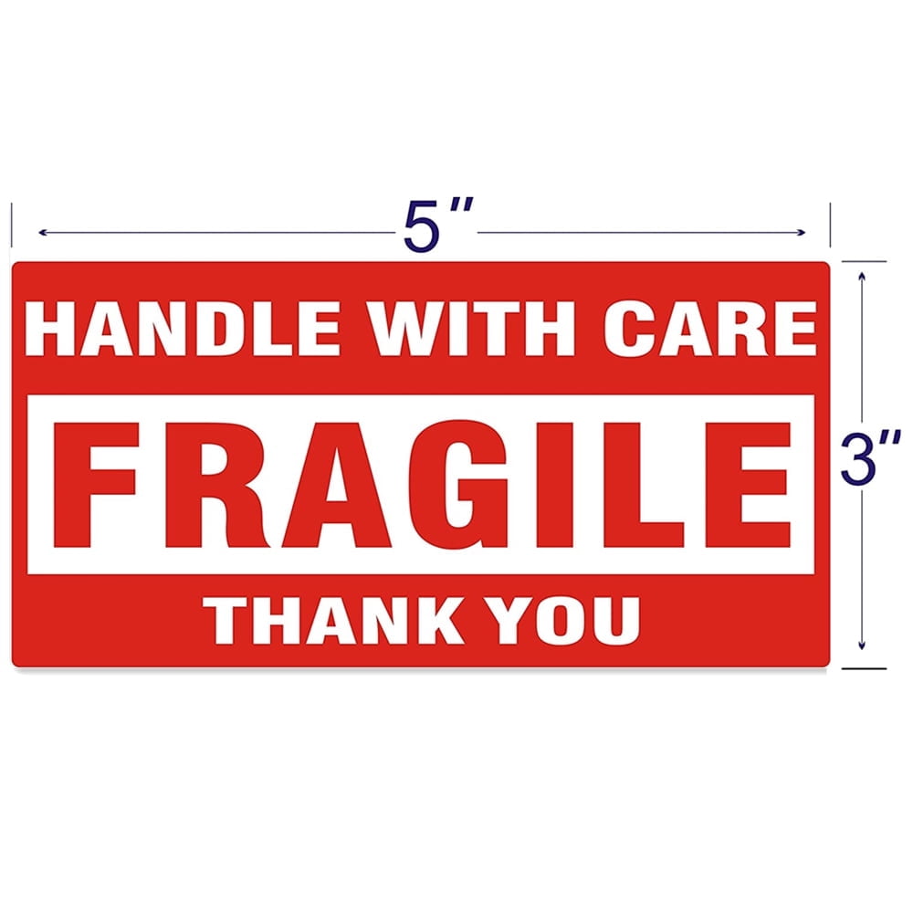 SJPACK Fragile Stickers 3" x 5" 4 Roll 2000 Labels Fragile - Handle with Care - Thank You Shipping Labels