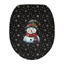 ZIATUBLE Christmas Snowman Toilet Lid Covers for Bathroom Decoraction Snowflake Toilet Seat Covers Washable Protction Toilet Cover Mat Fits Most Standard Lids Xmas Gifts