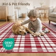 thumbnail image 4 of ODIKA 5'x7' Washable Area Rug Tartan Bordered Gingham Motif Border Welcome Lettering Plaid Flowing Dynamic for Guest Room, Lounge, Apartment, Non-Slip Low Profile, Stain Resistant, 4 of 7