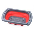 thumbnail image 1 of Collapsible Silicone Vegetable Drain Basket, Rectangle Food Strainer Kitchen Strainer Storage Rack with Retractable Handle for Fruit Vegetable Cleaning (Red), 1 of 5