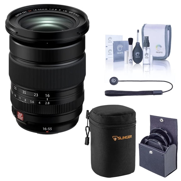 Fujifilm XF 16-55mm f/2.8 R LM WR II Lens Bundle 72mm Digital Essentials Filter Kit   Slinger Soft Lens Case   Lens Cap Tether and Cleaning Kit