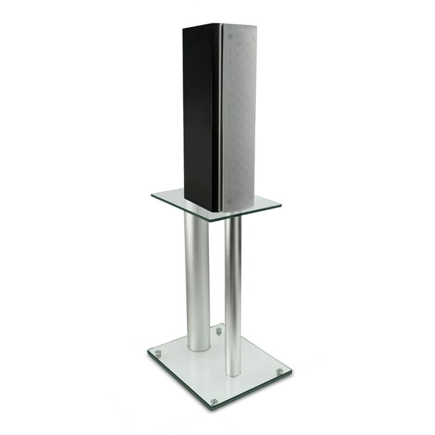 MountIt! Premium Aluminum Glass Speaker Stands Set of Two Silver