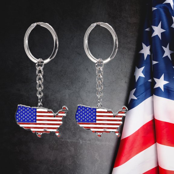 2 PCS USA Map Keychains US Keychain American Keyring Patriotic Keyring USA Keyring