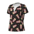 thumbnail image 2 of Goofa Popcorn Pattern Womens Deep V Neck Low Cut Tops Casual Summer Short Sleeve Ribbed Knit T-Shirts-X-Large, 2 of 5