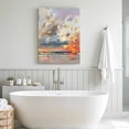 thumbnail image 5 of Canvas Wall Art Summer Ocean Canvas Art Print Sunset Oil Painting Blue Red and Orange Pictures Wall Decor for Living Room Bedroom Artwork Decorations Stretched Framed Ready to Hang 8"x12", 5 of 9