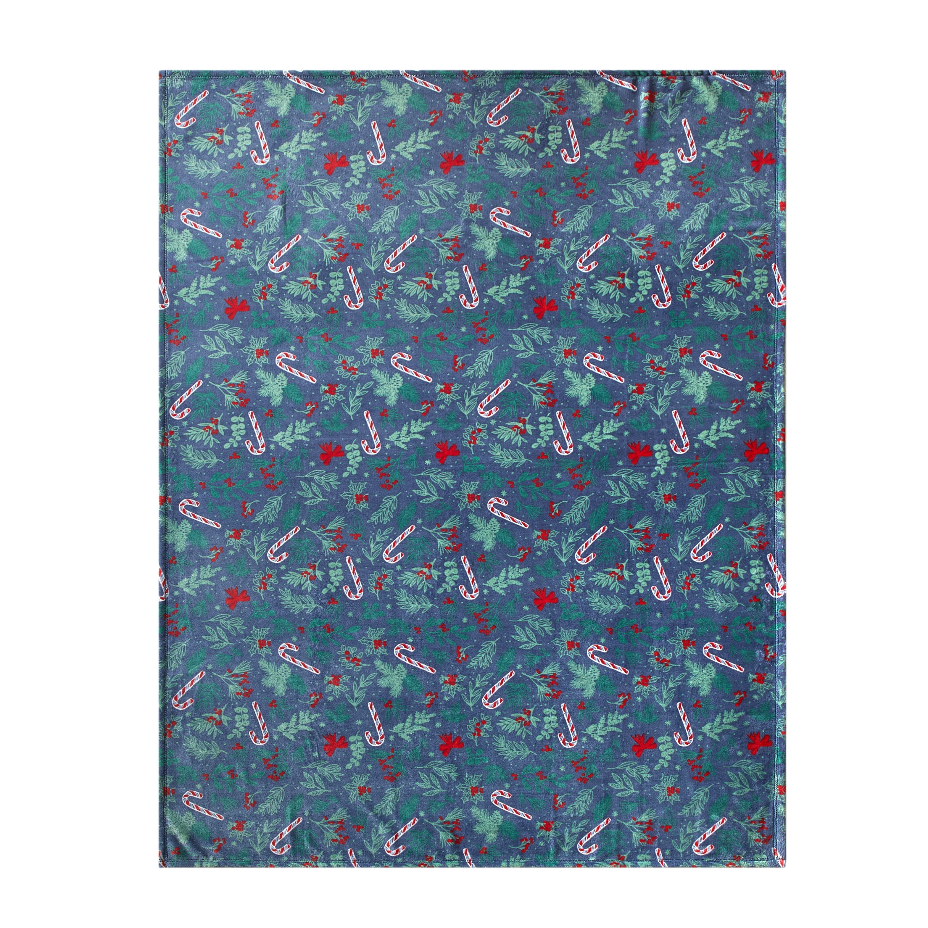 Holiday Time Cozy Christmas Plush Candy Cane Overized Throw Blanket, 50"x70"