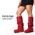 thumbnail image 6 of DREAM PAIRS Women's Slouch Mid-Calf Boots, Ruched Fold-Over Platform Boots, Trendy Chunky Heel Tall Boots for Party, Club and Everyday Wear, 6 of 8