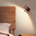 thumbnail image 3 of Aplique de pared magnético de madera, luces de pared LED giratorias de 360 ​​° Luces recargables USB Luz regulable con pilas Luz de gabinete magnética Iluminación del hogar, 3 of 5