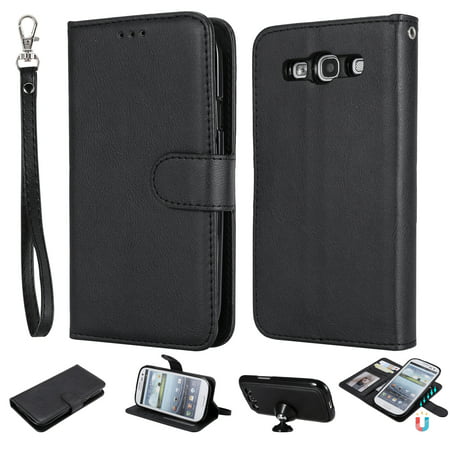 Galaxy S3 Case Wallet, S3 Case, Allytech Premium Leather Flip Case Cover & Card Slots Pocket, Wrist Design Detachable Slim Case for Samsung Galaxy S3 S III I9300 GS3
