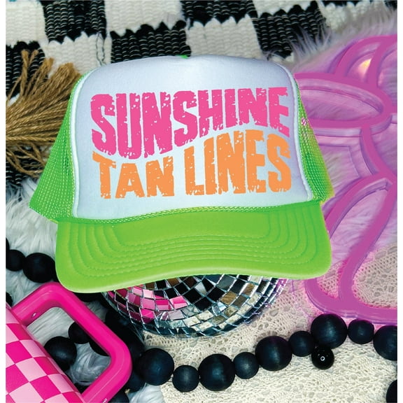 Sunshine and Tanlines- Neon Green & White Trucker Hat