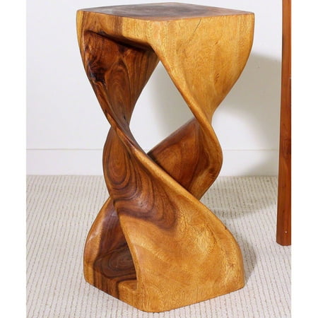 - HAUSSMANN Double Twist Stool Sustainable Wood 12x12x26 inch H in Livos Eco Friendly Walnut