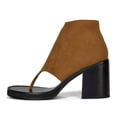 thumbnail image 2 of FSJ Women Fashion Round Open Toe Thong Booties Chunky High Heel Sandals Flip Flop Ankle Boots Side Zipper Party Prom Shoes Size 8 Khaki, 2 of 4