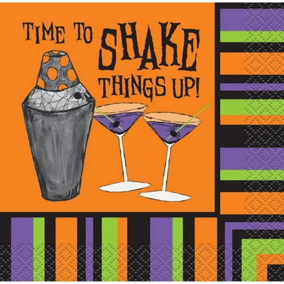 Time To Shake Things Up Halloween Paper Cocktail Napkins, 5 in, 16ct