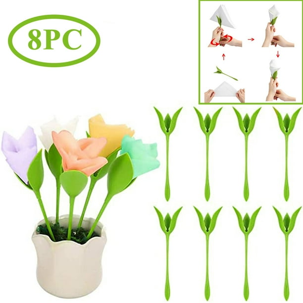 8PCS Plastic Flower Buds Serviette Holder Napkin Holders Table Arrangements