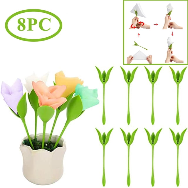8 Uds. Servilleteros de plástico con capullos de flores, servilleteros, arreglos de mesa