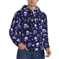 thumbnail image 2 of Pofeuu Skull flower leaf purple Print Mens Casual Hooded Collar Drawstring Hoodies Pullover Sweatshirts Casual Long Sleeve Shirts-X-Large, 2 of 7