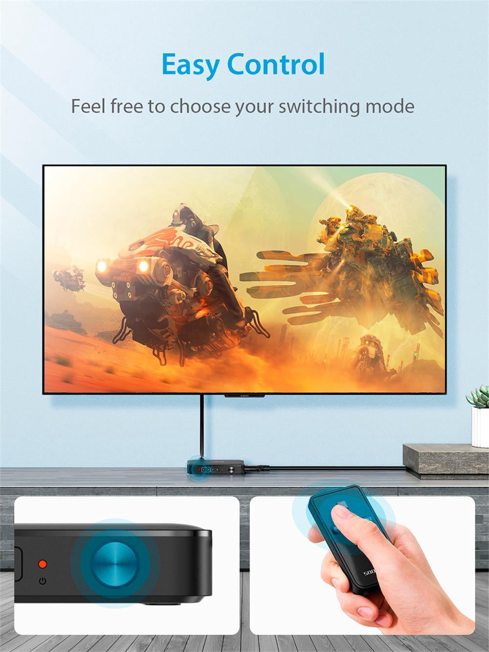 HDMI Splitter 1 in 2 Out gleichzeitig 4K@60Hz, SOOMFON HDMI Verteiler 1 auf 2, 4K HDMI-Splitter, unterstützt 3D, 4K@60HZ, 1080P, HDCP2.2, HDMI2.0, HDR, CEC - für PC/Xbox/HDTV / PS5 / PS4