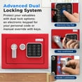 thumbnail image 2 of Compact Electronic Safe Box with Digital Touch Pad, Mechanical Override, Includes Keys (Red), 2 of 7