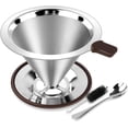 thumbnail image 1 of fafa-Pour Over Coffee Dripper, Filtre à Café Professionnel en Acier Inoxydable, Sans Papier et Réutilisable, Double Filtre Micro Maille Amélioré avec Cuillère et Plateau en Silicone, Brosse de Nettoyage (1-2 Tasses), 1 of 4