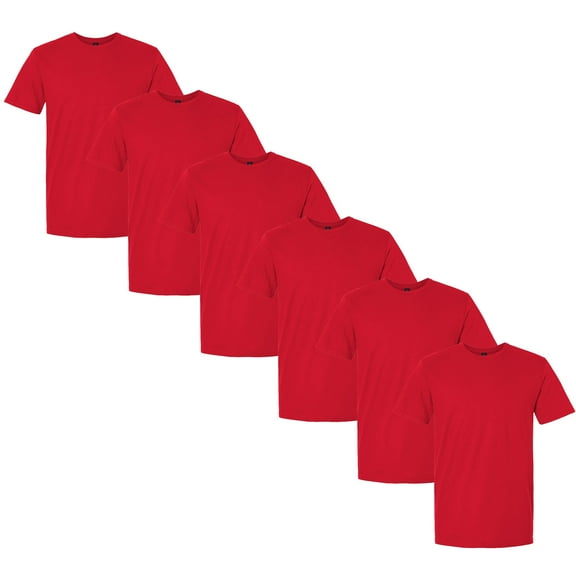 Gildan Softstyle Men’s T-Shirt, Comfortable Cotton Tee, Short Sleeve Crewneck, Red, S, 6 Pack