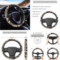 thumbnail image 3 of Renewold American Tribal Brown Cow Print Retro Car Seat Cover Full Set 14 PCS, with Steering Wheel Cover Seatbelt Pad Coasters Rubbish Bin Rear View Mirror Armrest Gear Shift Knob Cover Set, 3 of 7