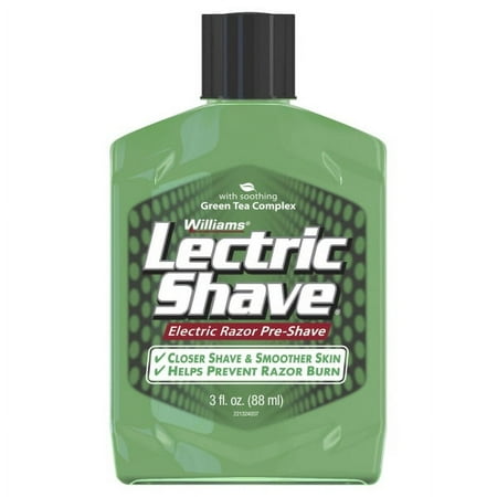 Williams Lectric Shave, Electric Razor Pre-Shave, With Soothing Green Tea Complex, 3 Fluid Ounce Bottle