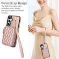 thumbnail image 3 of Compatible with Samsung Galaxy S24 FE 5G Wallet Phone Case Tempered Glass Screen Protector Wrist Crossbody Strap Stand Credit Card Holder RFID Slot Cell Cover for S 24 EF S24FE Women Girls Rose Gold, 3 of 9