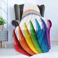thumbnail image 4 of Crayon Soft Flannel Fleece Blanket, Digital Illustration of Colorful Painting Elements and Blurry Rainbow Nursery Themed, Cozy Plush for Indoor and Outdoor Use, 70" x 90", Multicolor, by Ambesonne, 4 of 5