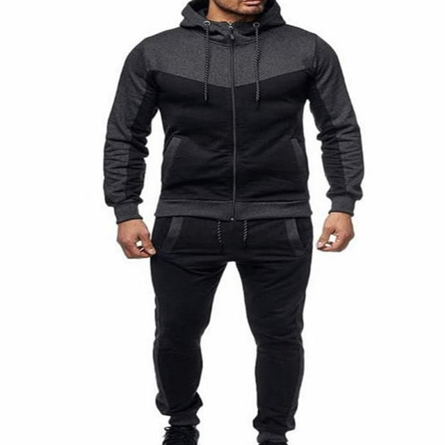 Men Sweatsuits Sets Men‘s Casual Tracksuit Set Long Sleeve Full-Zip Running Jogging Athletic Sweat Suits