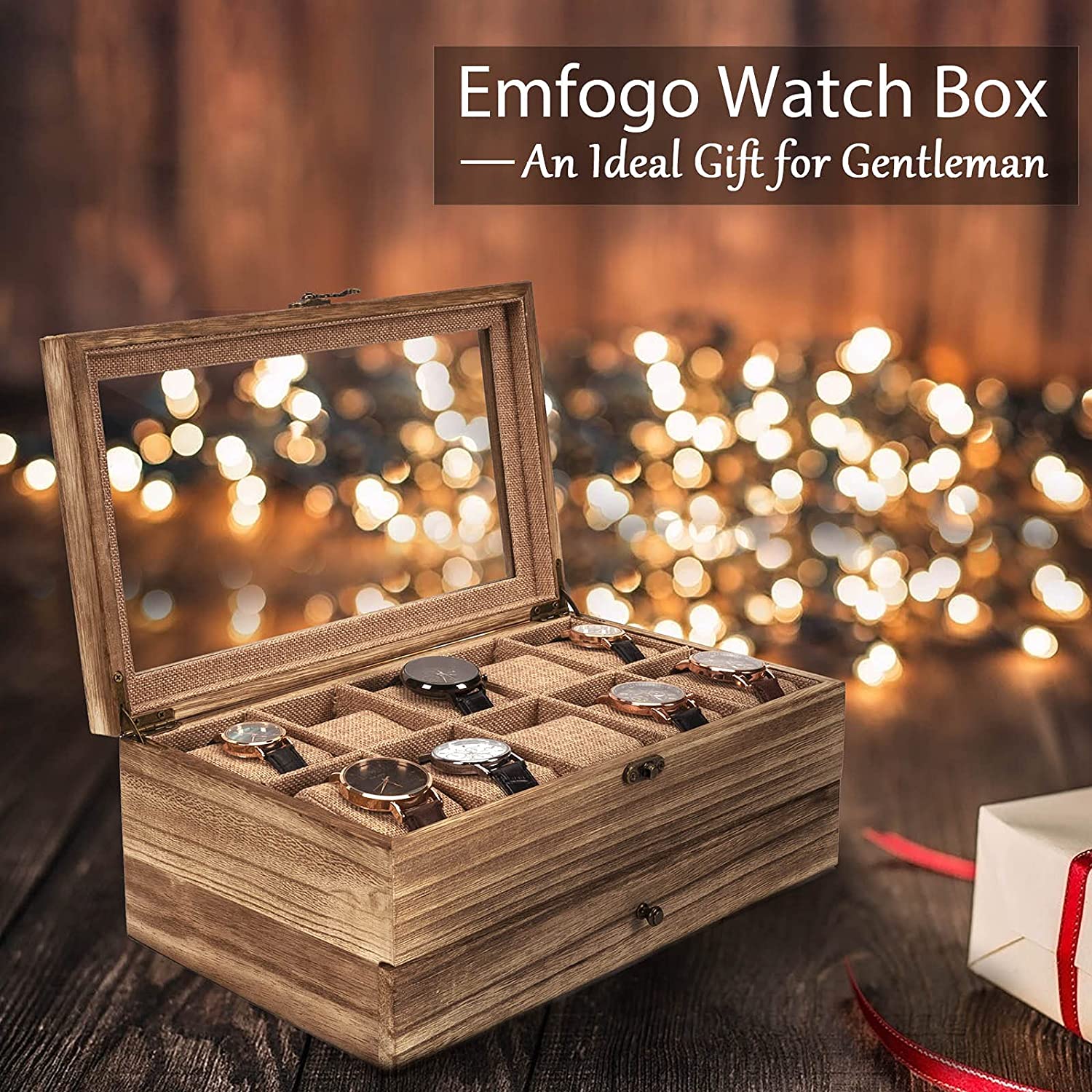 Sfugno 10-Slot Rustic Wooden Watch Organizer photo 3