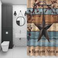 thumbnail image 4 of Country Stars Shower Curtain for Bathroom Decor, Vintage Rust Black Star Berry Brown Blue Wood Grain Waterproof Fabric Shower Curtain, 54"x78" Set with 12 Hooks, 4 of 9
