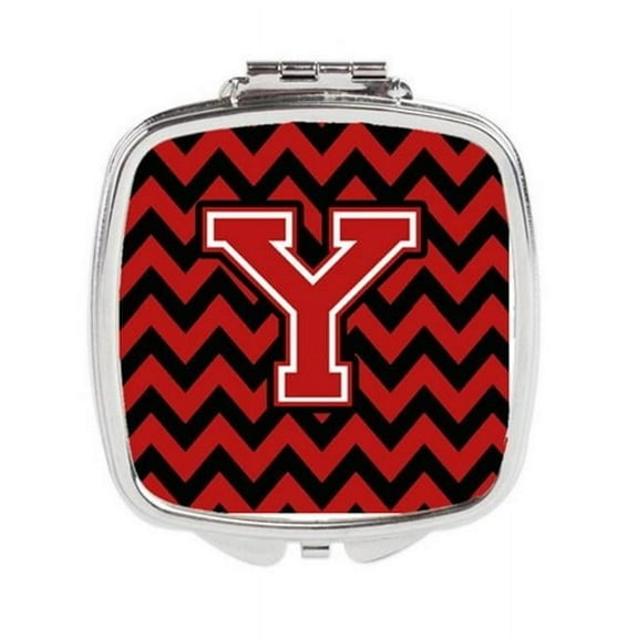 Carolines Treasures  Letter Y Chevron Black & Red Compact Mirror - Black & Red - 3in. H x 0.3in. W x 2.75in. L
