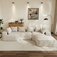 thumbnail image 3 of Wiilayok 134" Cloud Sectional Couch with L-Shape Chaise,Modern Modular Sofa with Fluffy Chenille Deep Seat, Oversized Boneless Upholstered Couches for Living Room Bedroom,No Assembly, Beige, 3 of 10