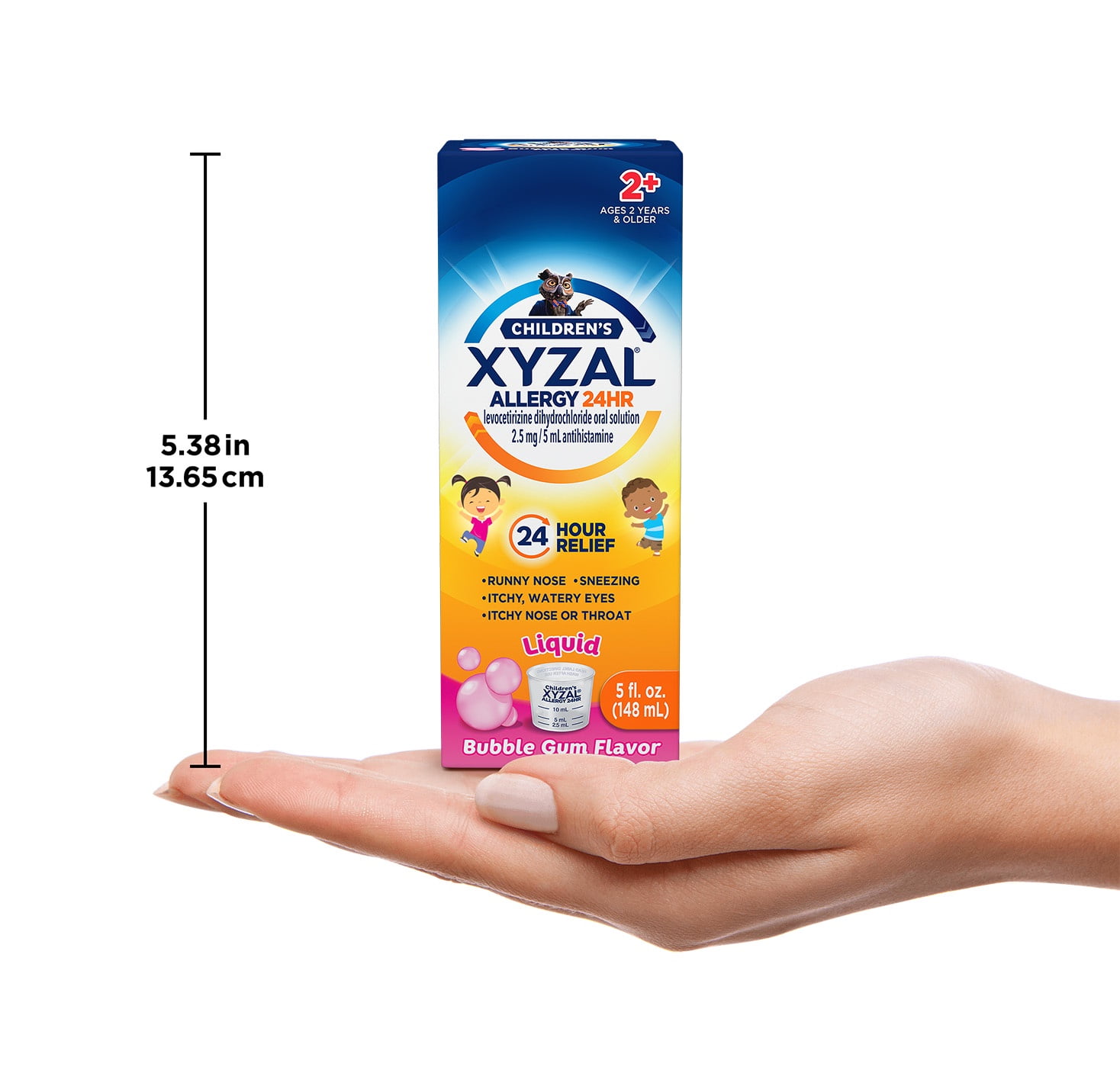Xyzal Children's 24 Hour Allergy Relief Medicine for Kids, Levocetirizine Dihydrochloride Liquid Antihistamine, Bubble Gum, 5 Fl. oz. Twin Pack
