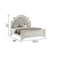 thumbnail image 2 of 4Pc King Bedroom Set, Solid Wood Antique King Size Bed Frame with Button Tufted Upholstery Headboard, Dresser, 3-Drawer Night Stand, Traditional Style Bedroom Furniture Set, White, 2 of 9