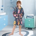 thumbnail image 5 of FORMRS Niños Bathrobe Unisex Hooded Robe Soft Plush Pajamas Sleepwear, Size 2-3T, Red Floral Flamingo, 5 of 7