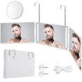 thumbnail image 1 of FHZLAJ Espejo de LED Recargable de 3 V&iacute;as, Espejos Triple Plegable 360 &deg;con Ganchos Ajustables de Altura espejo para Cortar Cabello Mirror de Aumento 5X para Hombre Mujer Hogar Ba&a, 1 of 7