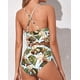 thumbnail image 3 of Women Two Piece Swimsuits High Waisted Ruffle Flounce Bikini V Neck Tummy Control Bathing Suit Green Leaves (M WD.WDQZL ropa, 3 of 6